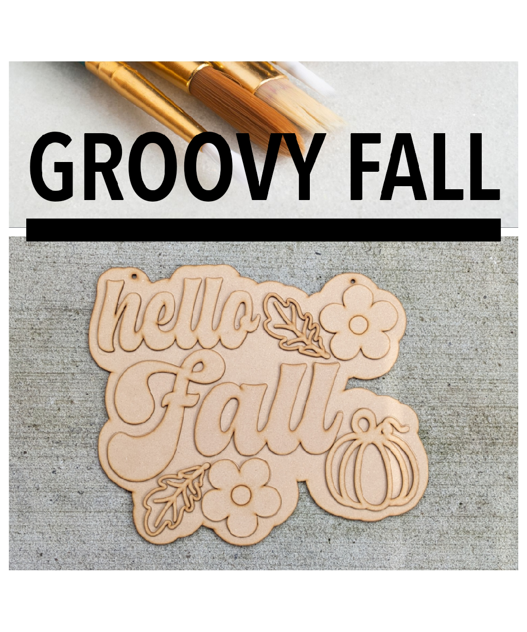Groovy Hello Fall Doorhanger