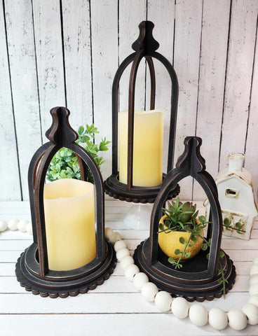 Set of three candle holders