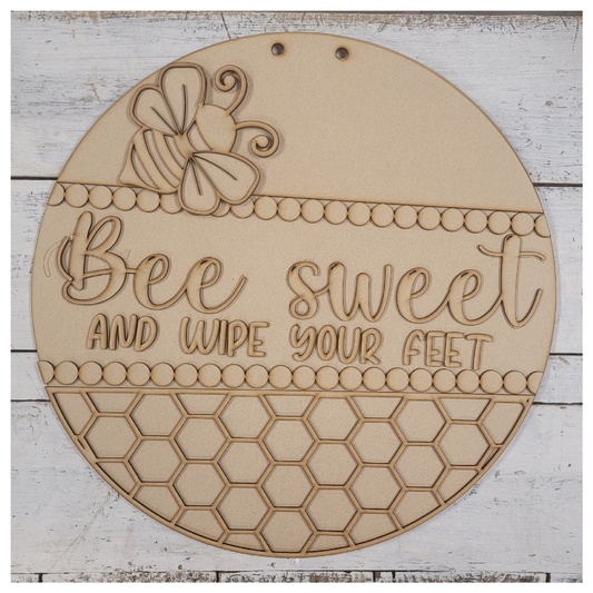 Bee Sweet wipe your feet Doorhanger