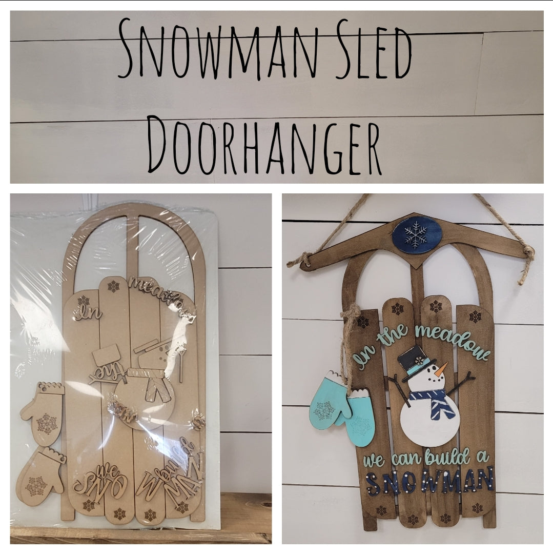 Snowman Sled Door hanger